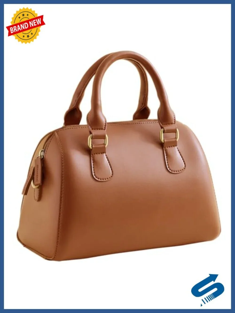 Vegan Leather Boston Bag Vintage Satchel Shoulder Handbag